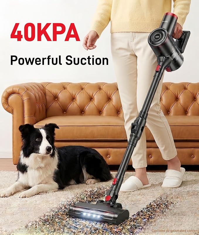 RONEAIR Cordless Vacuum Cleaners for Home,40Kpa 45Mins Self-Standing Vacuum Cleaner Cleans Under Furniture Without Bending,Powerful Stick Vacuum Cordless for Pet Hair,Hard Floors,Carpets,Car