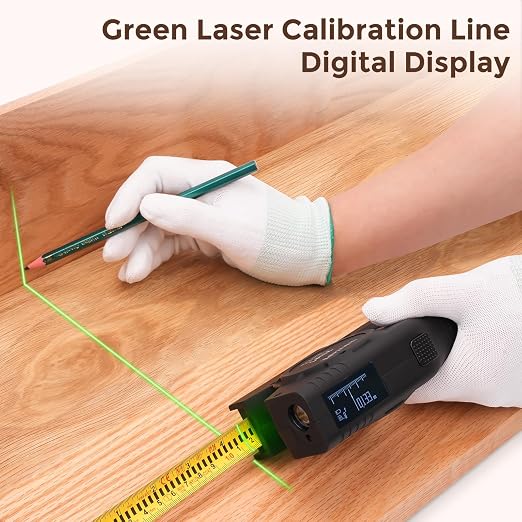 LUNYEE 393Ft Digital Tape Measure with Laser - 3-in-1 Recharge Electronic Laser Measuring Tape with Tape Measure 16Ft OLED Display M/in/Ft Unit Switch Area/Volume/Pythagorean,Class II Laser