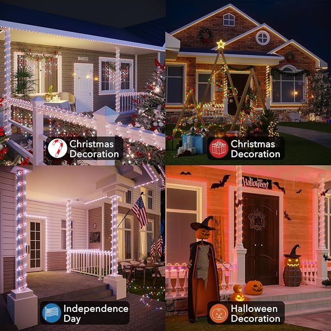 RGB Strip Lights with IR Remote Control, 12FT 72LEDs RGB LED Outdoor Rope Lights, 13MM Waterproof Neon LED Lights 500+ Colors for Bedroom Living Room Patio Christmas Decor (12ft)