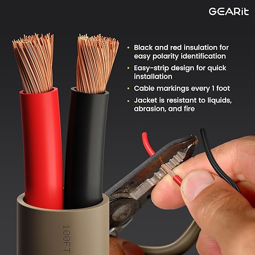 GEARit Speaker Wire 14 Gauge,Outdoor Speaker Wire 250ft,OFC Speaker Cable with Polarity Mark,Audio Cable for in-Wall,Home,Car,Outdoor,Garden,Commercial Audio Systems,OFC(Brown,2-Conductors)