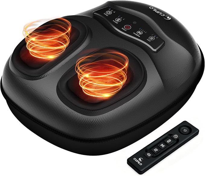 CuPiLo Shiatsu Heated Foot Massager with Remote, 5 Level Compression & Soothing Heat, Electric Foot Pain Relief Machine for Men and Women, FSA Eligible HSA, Fathers Day Dad Gifts for Men