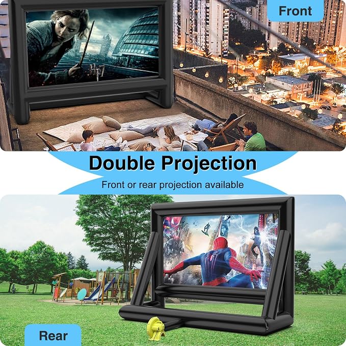 Estgora 19FT Inflatable Projector Screen for Outside, Blow Up Movie Screen Outdoor, Inflatable Movie Screen with Air Blower, Front & Rear Projection Screens for Outdoor Movie Night Backyard Pool Fun