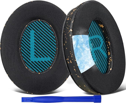 SoloWIT Cooling-Gel Earpads Cushions for Bose Headphones, Replacement Ear Pads for Bose QuietComfort 15 QC15 QC25 QC2 QC35/Ae2 Ae2i Ae2w/SoundTrue & SoundLink Around-Ear & Around-Ear II - Black Gold