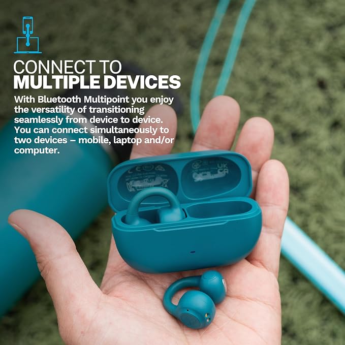 JLab, Flex, Open Ear Earbuds, Clip On Wireless Bluetooth Earbuds, Open Ear Headphones, Teal