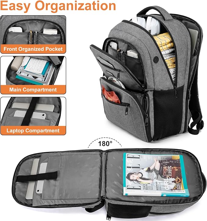 kadilong 17,3 inch Laptop Backpack with Lunchbox,Insulated Cooler Bag for Work Travel with USB Charging Port,Water Resistant Computer Bag Meal Prep Backpack for Picnic College