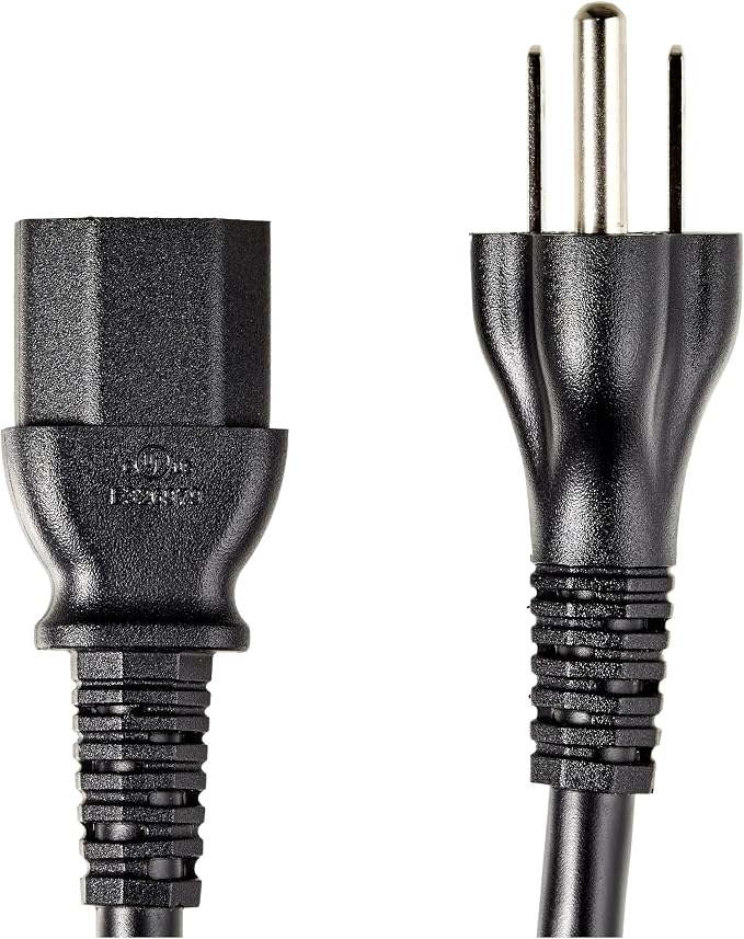 Amazon Basics PC Power Cord, 10 feet, Compatible with Monitor, Computer, TV, 3 Prong, 18 AWG, 125 Volts, Black, 5-Pack