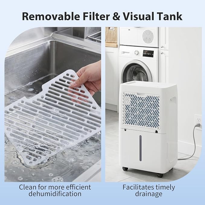 50Pints Dehumidifier with Drain Hose, 3,500 Sq.Ft Dehumidifier for Basement, 4.5L/1.19 Gallon Tank, Energy Star Cert. 41dB, Airflow Swing, Humidity Remover for Home, Bedroom & Bathroom