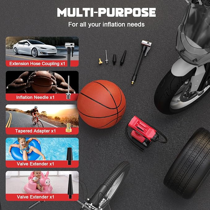 Tire Inflator Air Compressor Compatible with Milwaukee 18V Battery, LIVOWALNY 160 PSI Cordless Portable Electric Air Pump 2026 Bigger LCD Digital Pressure Gauge for Car, Bike, Sport Ball (Tool Only)
