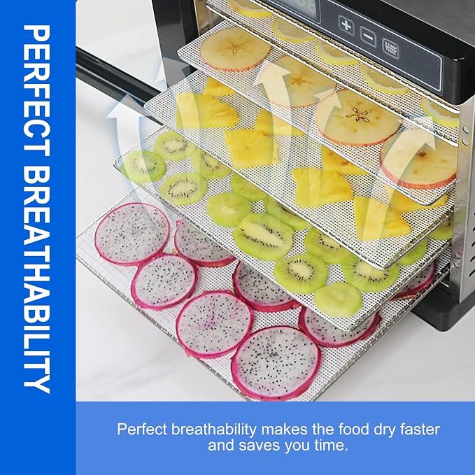 GUCUJI Pack of 5 Premium Non Stick Silicone Dehydrator Sheets for Fruit Dryer Mesh