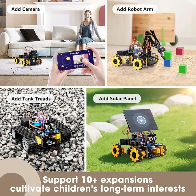 ACEBOTT Robotics for Kids Ages 8-12, Smart Robot Arm Car Kit with 5DOF, STEM Toys for Boys Age 8-12 12-16+, ESP32 Arduino/Python/Blockly Coding, App & Remote Control, STEM DIY Gift for Teens & Adults