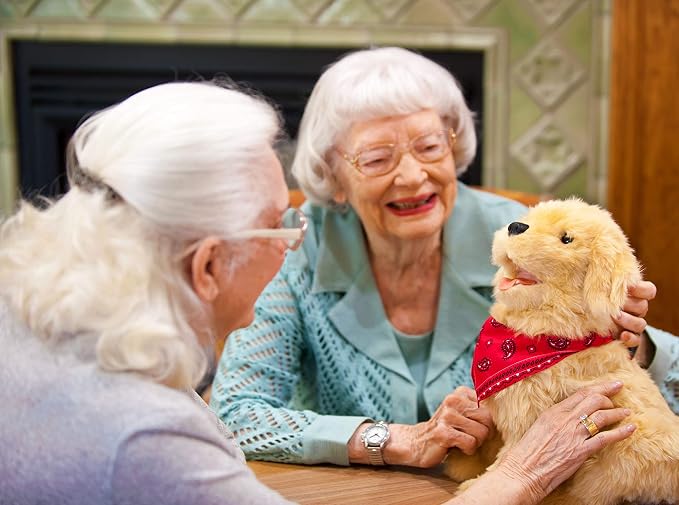 JOY FOR ALL Ageless Innovation Companion Pet for Seniors - Lifelike Animatronic Dog - Realistic Soft-Touch Coat & Heartbeat - Therapy Stuffed Animal - Toy for Alzheimer's & Dementia - Golden Pup | Lifelike & Realistic Companion with Soft Fur, Head and ...