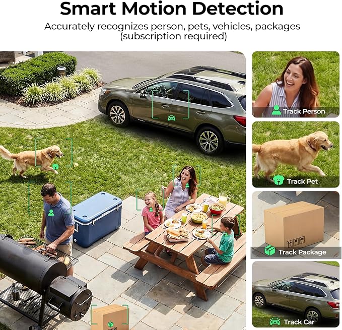 Security Cameras Wireless Outdoor 2K WiFi Wireless Camera Battery Powered for Home Security Indoor,AI Motion Detection,Color Night Vision,Spotlight,Siren Alarm