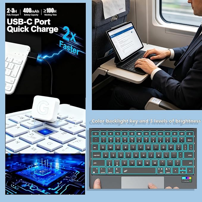 QUARK Magic Keyboard Case for iPad Pro 11-inch ((M5/M4, 2025/2024)), Keyboard Case for iPad Pro 11 with Multi-Touch Trackpad, Easy-Set Magnetic Stand, Backlit Keys, Dark Black
