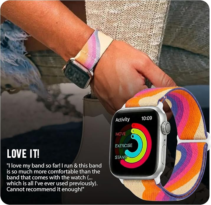 Braxley Bands for Apple Watches - Stretchy and Washable - Adjustable with Apple Watch Bands for Women & Men - Compatible with Apple Watch Series SE Ultra 9 8 7 6 5 4 3 2 1