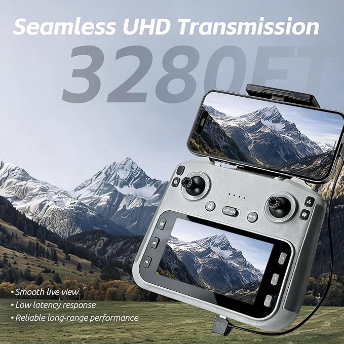 GPS Drone with EIS 4K Camera for Adults , RC Drones with 4.5 inch HD Screen on Controller, Auto Return, 3 Batteries for 90 min Flight Time, 3280 FT Long Control Range Transmission, Circle Fly and Follow Me Mode, Foldable Quadcopter for Beginner Gifts T...