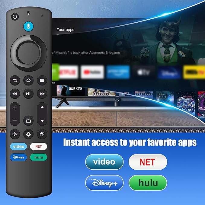 Replacement Remote with Firestick Voice Control Fit for Fire Smart TV Stick(2nd Gen/3rd Gen/HD/Lite/4K Max/4K/Cube), Smart-TV 3rd Gen, for Hisense/TCL/Onmi/Insignia/Pioneer N0t for ROKU-TV/Samsung-TV