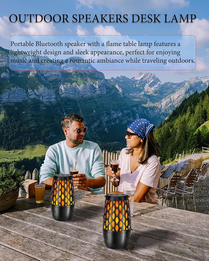 Upgraded Outdoor Bluetooth Speakers Waterproof Patio, Outdoor Speakers with Light, Multi-Speaker Auto-Sync Up to 100 Speaker, BT 5.3 HD Surround Sound, Cool Tech Gadget Gifts for Men (2 Pack)