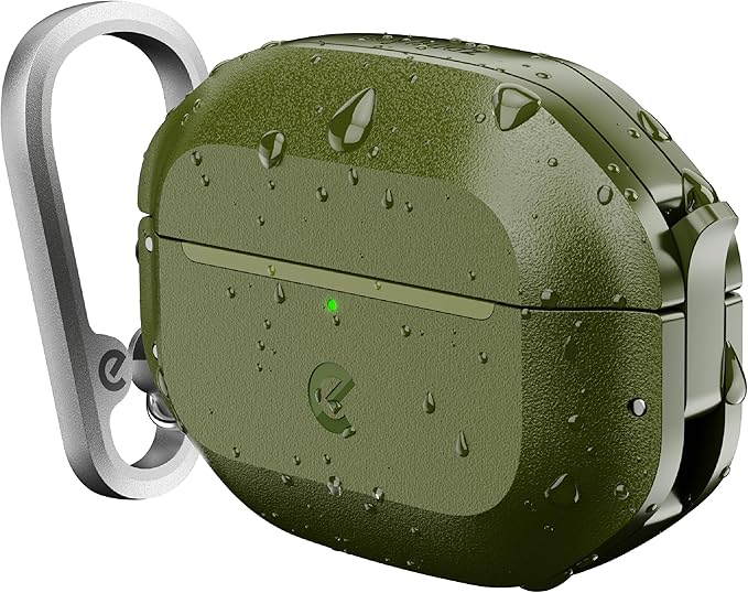 Keybudz for Waterproof AirPods Pro 3 Case with Lock - IP68 Waterproof and Dust Proof, Shockproof Protector, Heavy Duty Rugged Protection, Drop Proof Hard Cover for AirPods Pro 3rd Gen (Forest Green)
