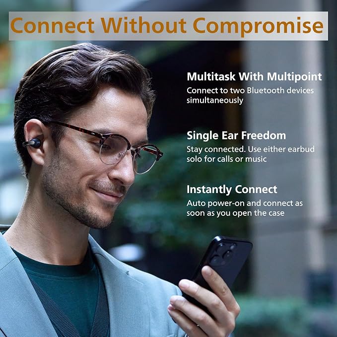 JVC Nearphones Open Ear True Wireless Headphones - Open Ear Earbuds - Bluetooth 5.3-24H Playback - IPX4 Water Resistant - Built-in Mic - Awareness & Comfort - Ear Clip Earbuds - HANP1T
