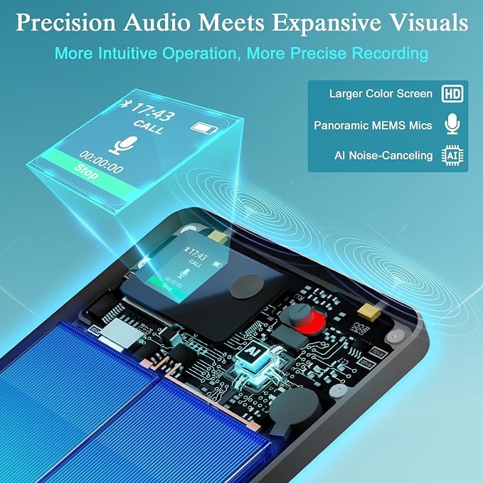 AI Voice Recorder, Transcribe & Summarize with Deep AI Analysis, Support 152 Languages, App Control, AI Noise Cancellation, Upgraded Built-in MagSafe, 64GB Audio Recorder for Meetings, Lectures, Call
