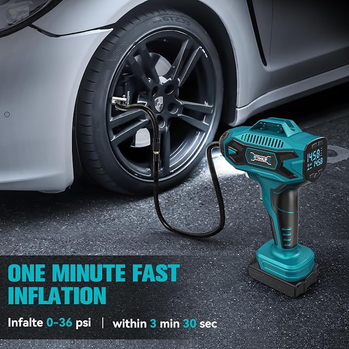 DIYtoolifz Cordless Tire Inflator Air Compressor Compatible with Makita 18V Battery, 160PSI Portable Air Pump with Digital Pressure Gauge, Fast Inflation for Cars, Motorcycles, Bikes (Tool Only)