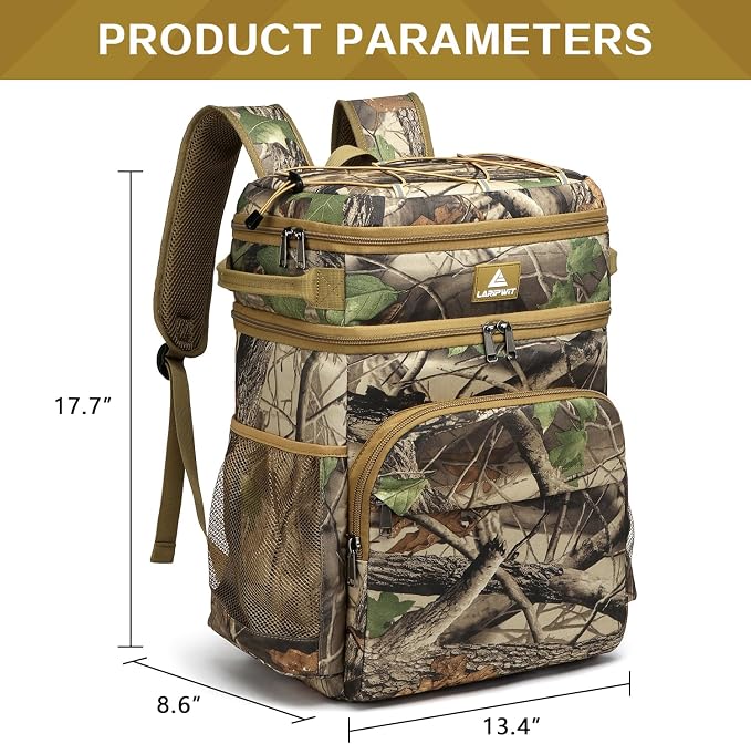 Laripwit 54/40 Cans Backpack Cooler Insulated Leak-Proof Large Cooler Backpack Double Deck Lunch Backpack for Men Women - Perfect Soft Cooler Bag for Tactical, Camping, Picnic, Beach, Hiking
