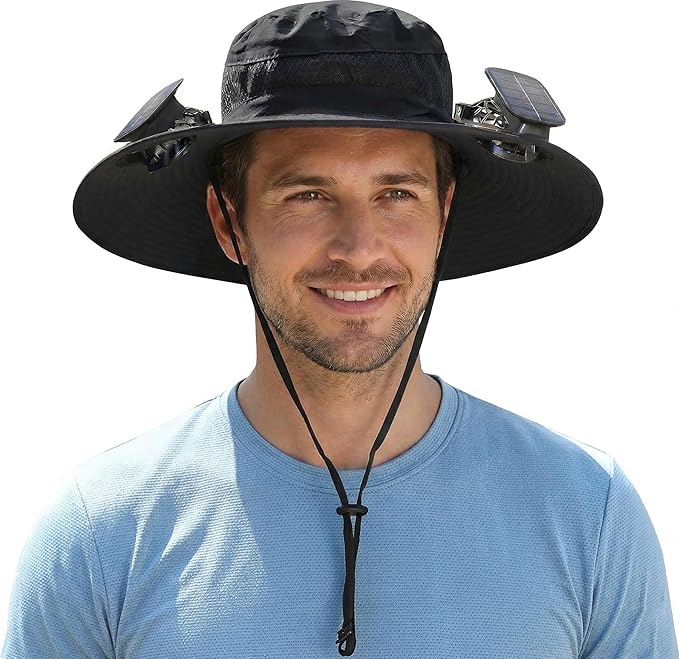 Hat with Fans Solar Power for 2026 Soccer Events, Solar Powered Fan Hat, Outdoor Cooling Sun Hat Men Women