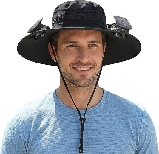 Hat with Fans Solar Power for 2026 Soccer Events, Solar Powered Fan Hat, Outdoor Cooling Sun Hat Men Women