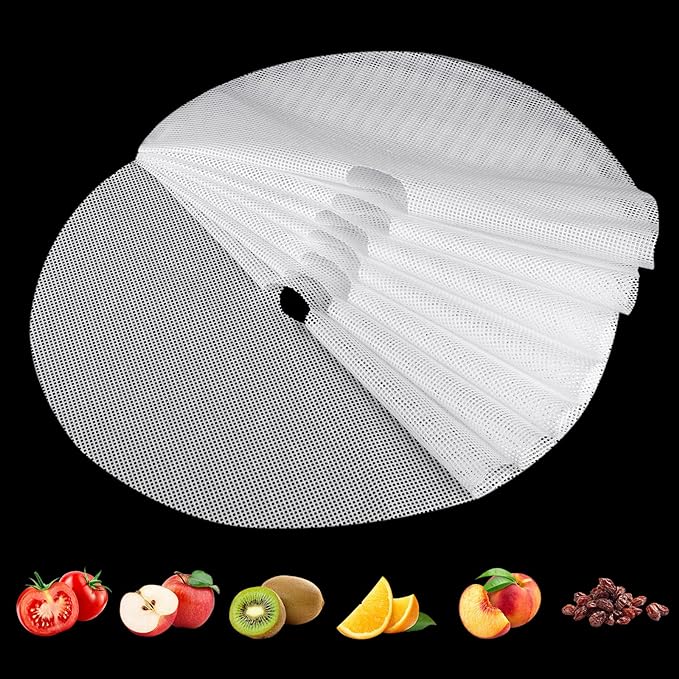 (8 Pack) Round Silicone Dehydrator Sheets, Dostk Premium Non Stick Silicone Mesh for Fruit Dehydrator, Tray Liner Reusable (Round 13" Diameter)