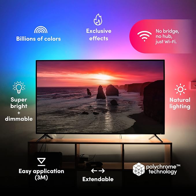 LIFX Lightstrip Bundle - with 120" Smart LED Lightstrip and 2 40" Extensions, Multicolor, 3 Piece Set