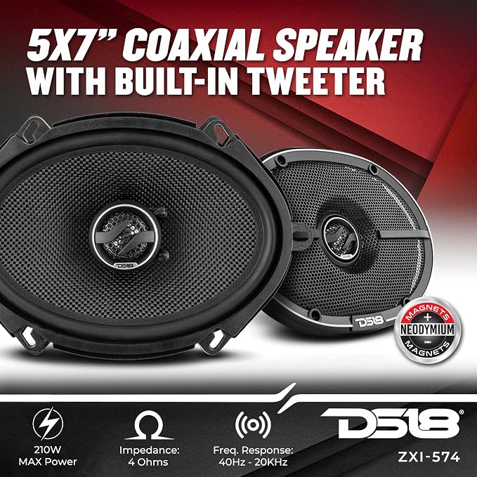 DS18 ZXI-574 Elite 5x7 Inches 2-Way Coaxial Car Speakers with Kevlar Cone 210 Watts 4-Ohm (2 Speakers)