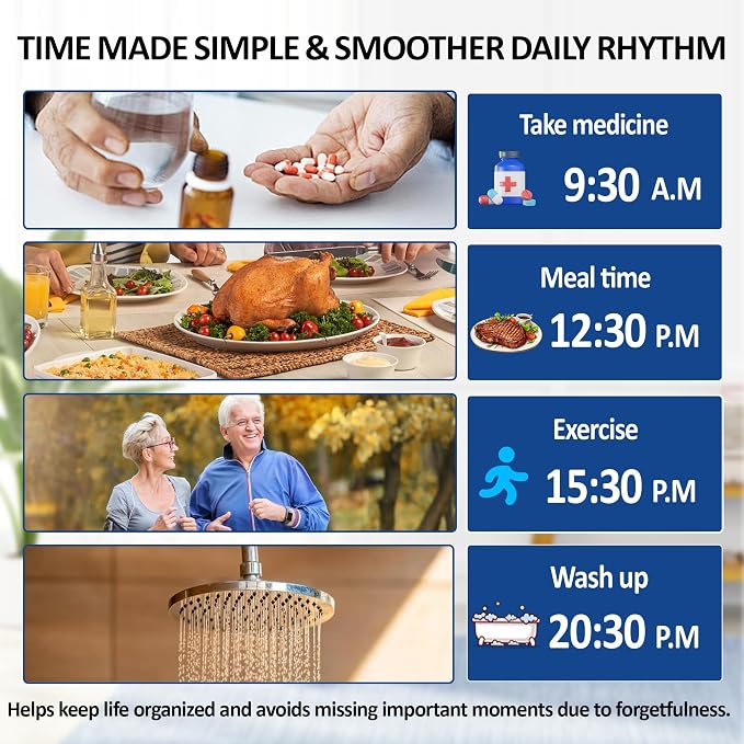 10.1" Touchscreen Digital Calendar Alarm Clock, Dementia Clocks for Seniors Extra Large Display Clock with Day and Date for Elderly, 40 Reminders&64 Alarms&Auto-Dimming&Auto DST(White)