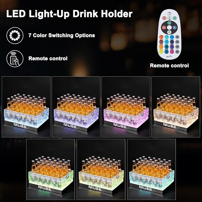 WILON LED Ice Bucket for Parties Large Capacity | Clear Plastic Drink Cooler with RGB Lights & Remote for Beer Wine Champagne Home Bar Essential Leakproof & Easy to Clean