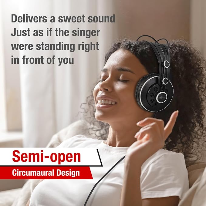 Superlux HD681F Studio Monitor Headphones Over Ear Wired with 50mm Neodymium Driver, Semi-Open, Sweet Vocal Sound, Copper-Coated Aluminum Wire for Live Music Hall Listening Session Podcast Stream