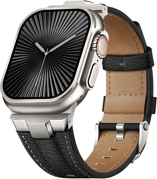 Suitisbest Leather Band Compatible for Apple Watch Ultra Band 49mm 46mm 45mm 44mm 42mm 41mm 40mm, Genuine Leather Replacement Strap for iWatch series 11 10 9 8 7 6 5 4 3 2 1, SE 3 2 1, Ultra 3 2 1