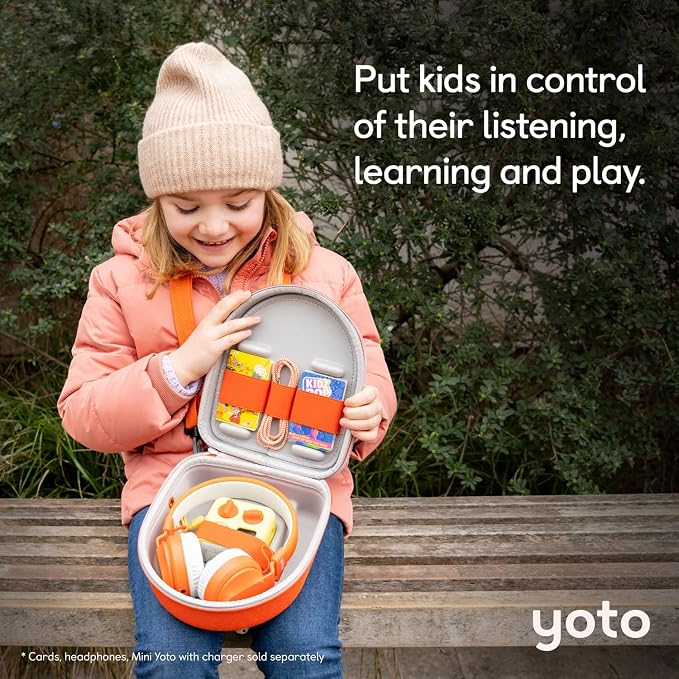 Yoto Mini Travel Case – Kids Accessory, Protective Hard-Shell Carrier with Adjustable Shoulder Strap, Holds Mini, Headphones and Up to 30 Audiobook Cards