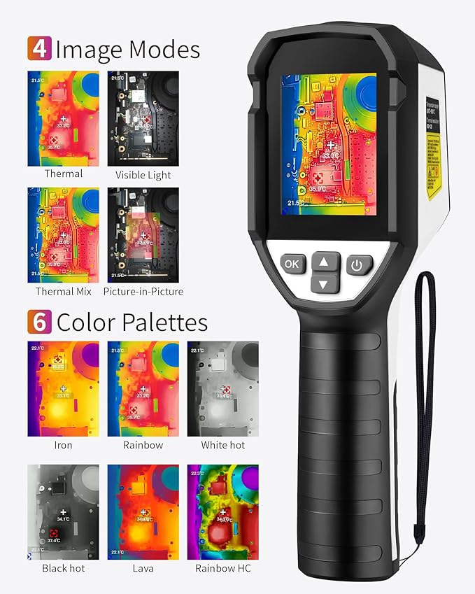 Firecore FI160S Thermal Imaging Camera, 320x240 Super Resolution Infrared Imager, 32GB,-4°F~1022°F, 25Hz Handheld Infrared Camera with Laser for HVAC Electrical Home Inspection Plumbing Leak Detection