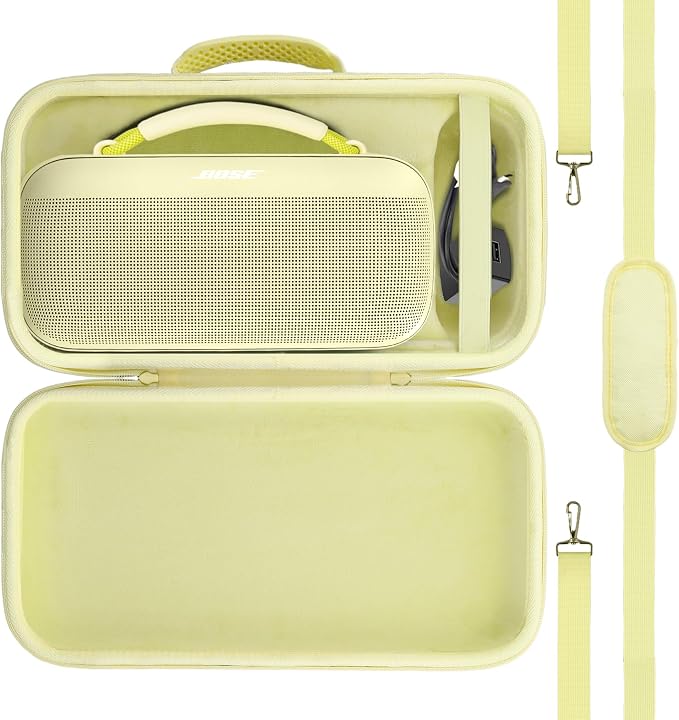 for Bose SoundLink Max Portable Speaker Hard Protective Case, Portable Travel Case with Shoulder Strap and Handle (Citrus Yellow Case) - co2CREA