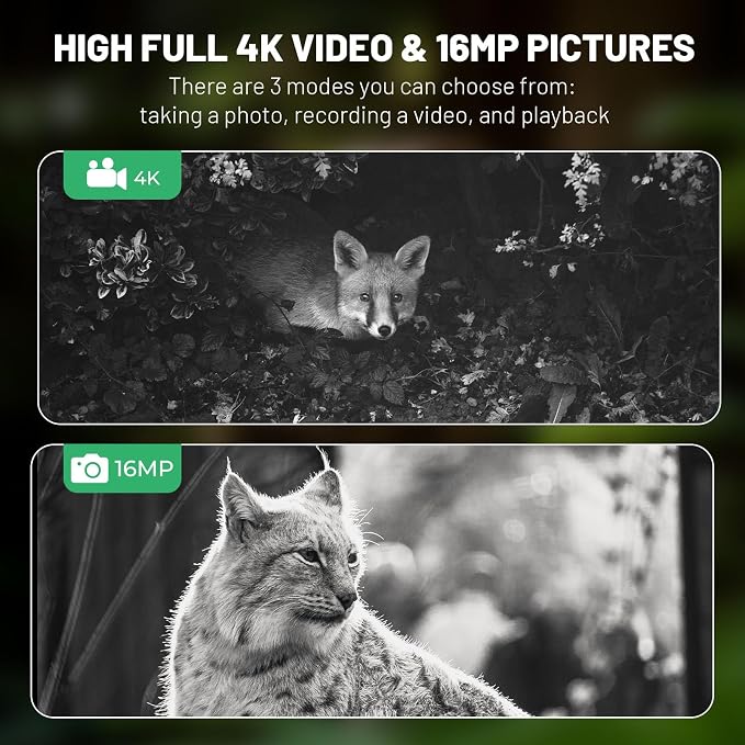 WOSPORTS 4K Night Vision Goggles – 10X Optical & 8X Digital Zoom, 1315FT Infrared Range, Rechargeable 5000mAh Battery, IPX Waterproof, Ideal for Camping, Army Green