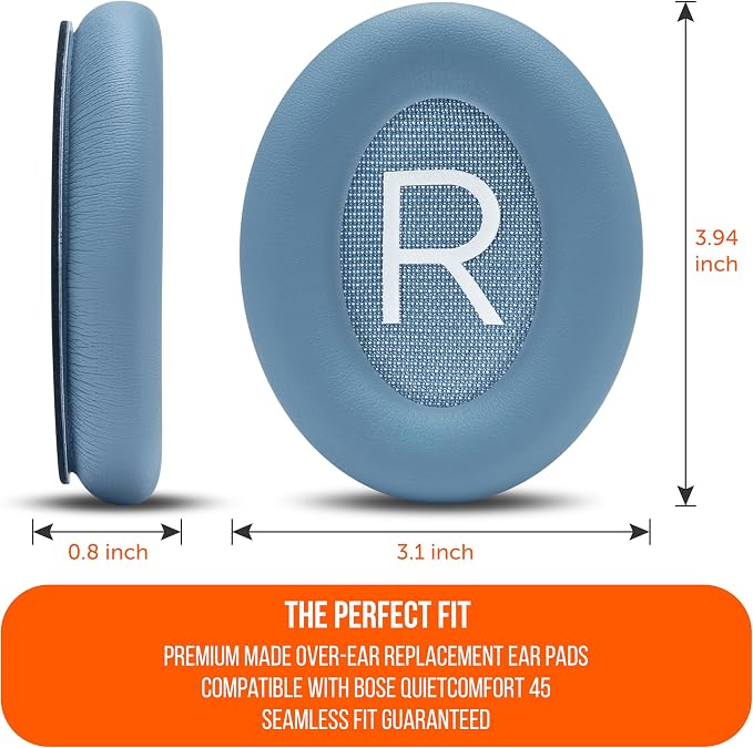 WC PadZ QC45 - Earpads for Bose QuietComfort 45 / QuietComfort Se/QuietComfort Wireless, Made by Wicked Cushions | Extra Thick Cushion | Premium Durable Stitching | Blue Dusk