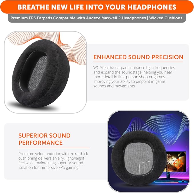 WC Freeze Nova Pro Wireless - Cooling Gel Earpads for Arctis Nova Pro Wireless, Nova Elite & Nova Pro Omni (Doesn’t Fit Other Models), by Wicked Cushions, Extra Thick & Comfortable | Sage Gold Marble