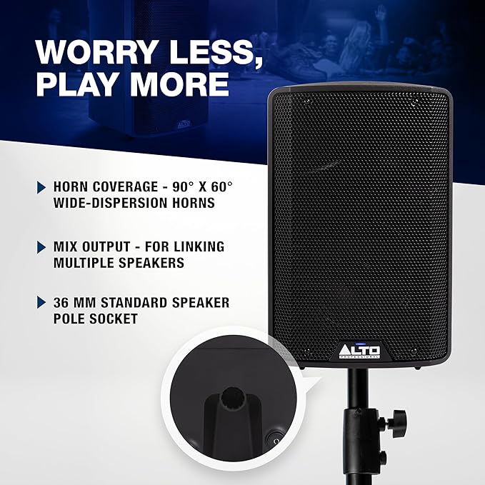 ALTO TX408 350W 8" Powered PA Speaker with Bluetooth, 2-Channel Mixer, Line Level for Mobile DJs and Musicians, for Small Venues, Rehearsals and Events