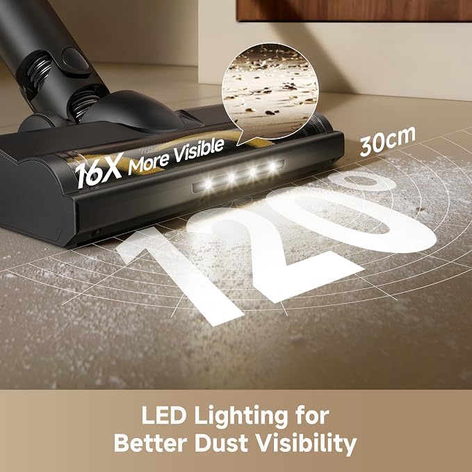 DREAME R10S Cordless Stick Vacuum with 180° Bendable Rod, Reaches Deep Under Beds & Furniture, 25000Pa Powerful Suction, Up to 45-Minute Runtime, LED Headlight, for Hard Floors & Carpet