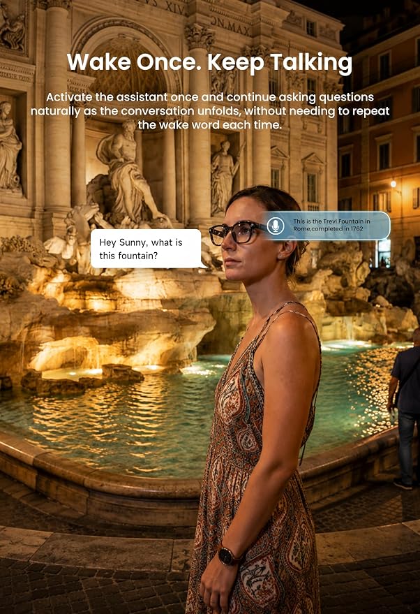DPVR AI Smart Glasses with Camera and Bluetooth – 13MP 4K Camera Glasses for Men & Women, Video Recording Glasses with Continuous Voice Assistant, AI Translation, IP54, for Travel, Work, Music, Vlog