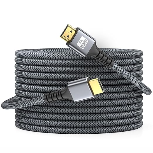 4k Hdmi Cable 65ft Ultra High Speed HDMI 2.0 Cable 4K@60HZ 3D ARC Gold Plated Connector Ethernet Audio Video Return HDMI Cord for UHD TV Monitor Laptop Xbox PS4/PS5 Roku TV ect.(Silvery)