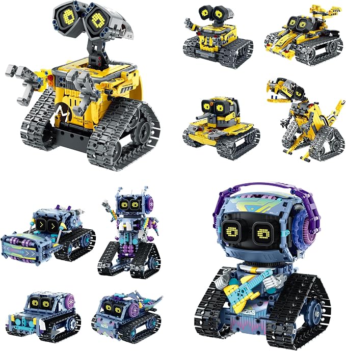 Sillbird Bundle - 2 Items Robot Building Kit with Remote Control Gifts for Kids Boys Ages 8-13, Coding Christmas STEM Robotic Technic Toys for Birthday, Build 5in1 Model