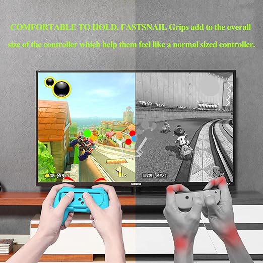 FastSnail Charging Dock and 2 Pack Switch Grips Kit for Nintendo Switch Joy Con & OLED Model, Charger Controller Stand Station with Charging Cable & with 28 Game Card Slots & 6 Thumb Grip