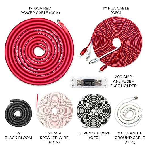 CT Sounds 1/0 Gauge CCA Complete Amp Wiring Install Kit, AMPKIT-0GA-PRO