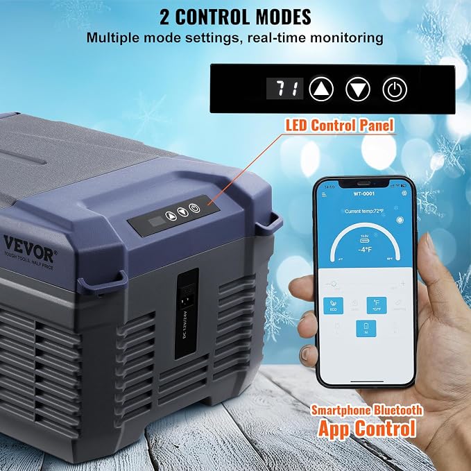 VEVOR Car Refrigerator, 12 Volt Car Refrigerator Fridge, 9 L Single Zone Portable Freezer Cooler, -4℉-68℉ Adjustable Range, 12/24V DC and 100-240V AC Compressor, for Outdoor, Camping, RV