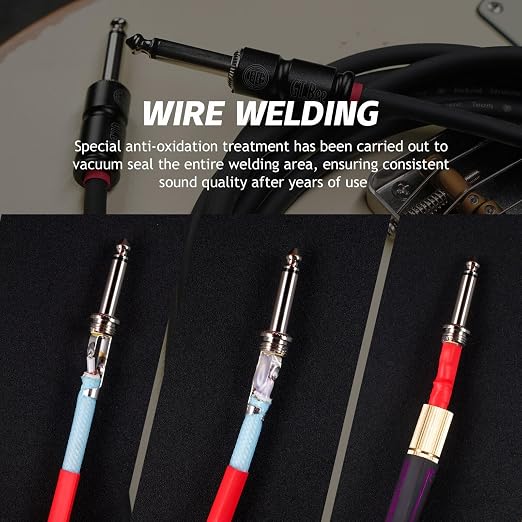 10ft Guitar Cable, 1/4 Inch Straight/Straight Instrument Cable, Electric Guitar Cord Guitar Amp Cord for Bass Guitar Amp and Instruments (GT.Bee Black)